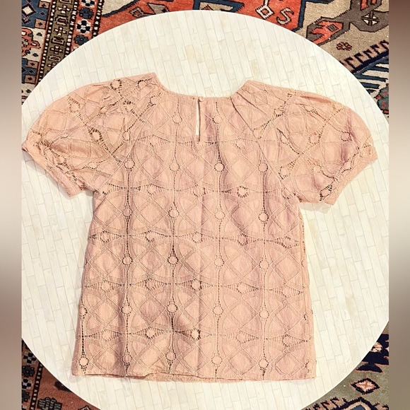 Anthropologie - Mauve - Tan Embroidered Floral Top - XS - Picture 4 of 10